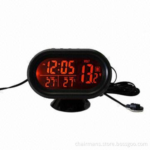 Car Multifunction Electronic Clock with 2.5cm Thickness, 360 Degrees Horizontal Rotation